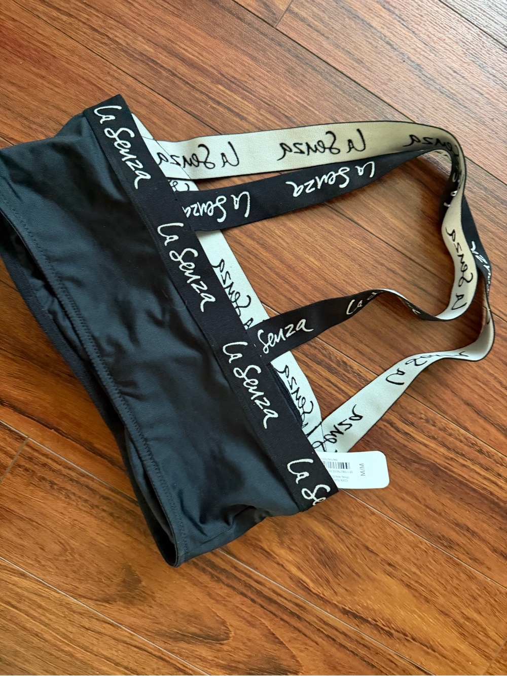 La SENZA Black Logo Strap Bralette